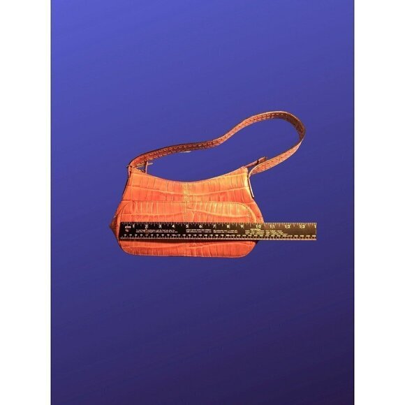 Fossil crocodile embossed leather handbag satchel shoulder bag, rose pink, NWOT - Picture 6 of 12